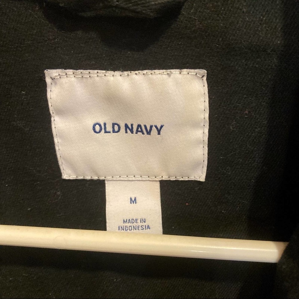 Old Navy Black Twill Cotton Biker Jacket - Picture 2 of 5
